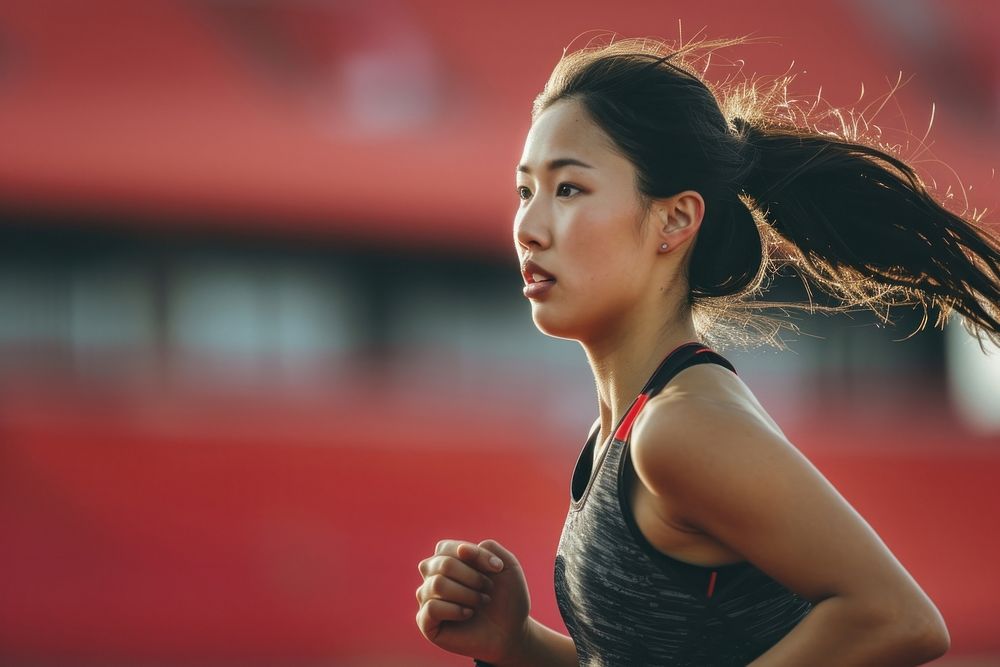 Asian american female athlete motivation running sports.