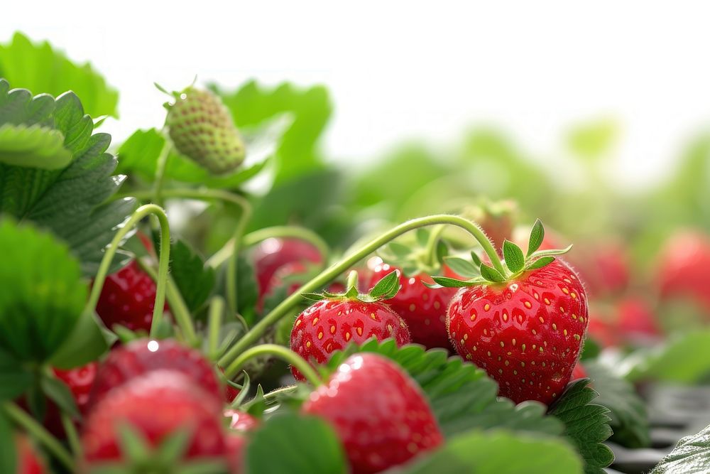 Fresh organic strawberry farming fruit plant food.