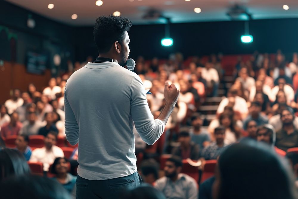 Indian american man audience speech adult.