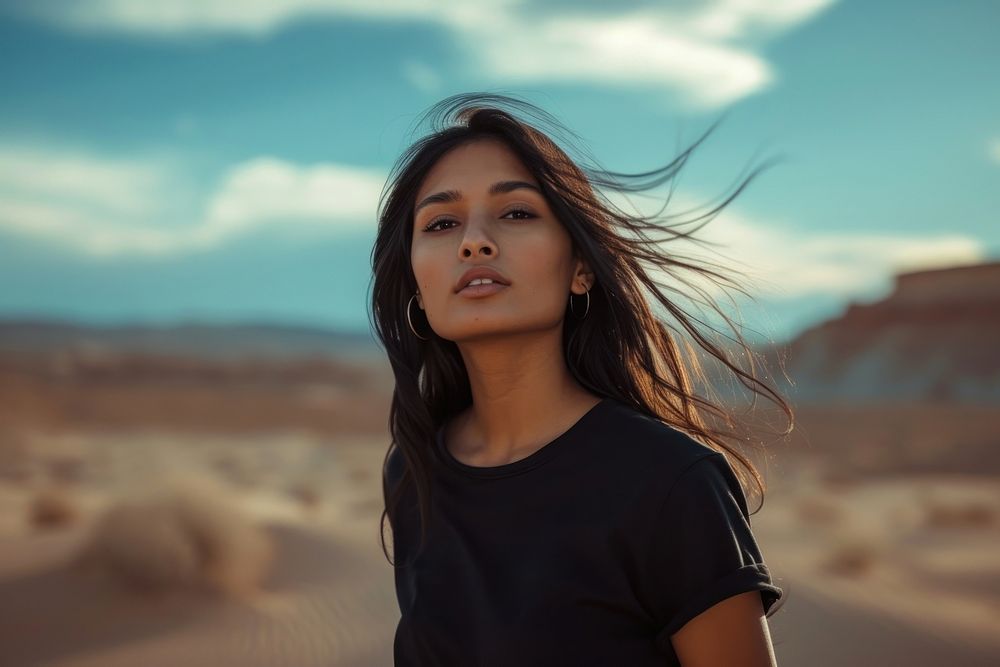 Indian american woman portrait desert adult.