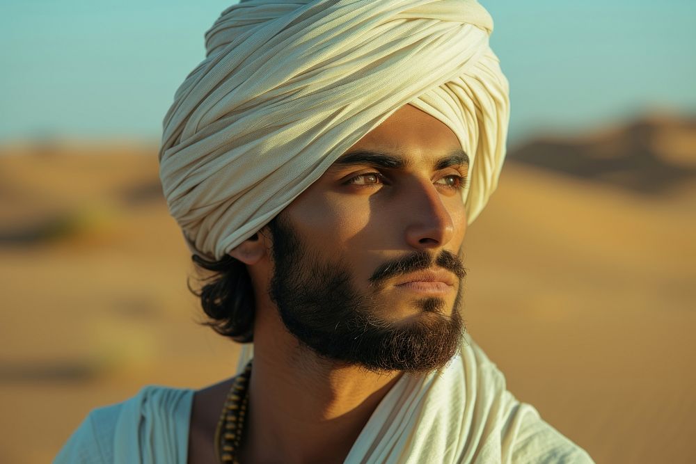 Indian man turban desert adult.