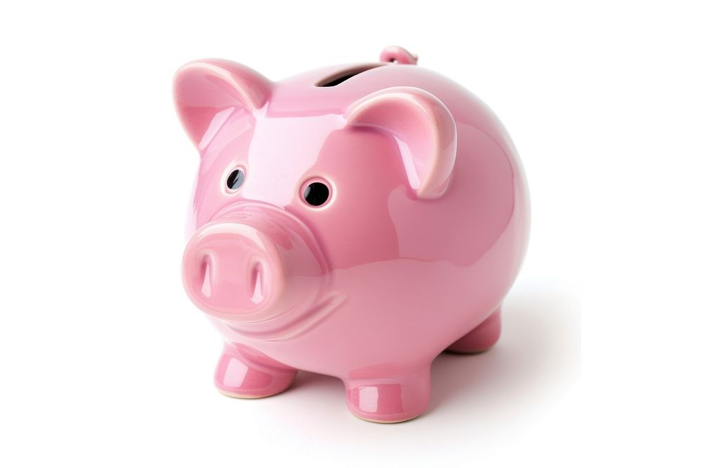 Photo of piggy bank white background representation investment.