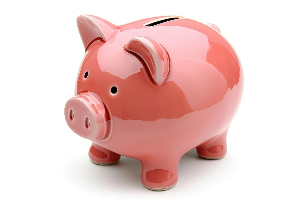 Photo of piggy bank white background representation investment.
