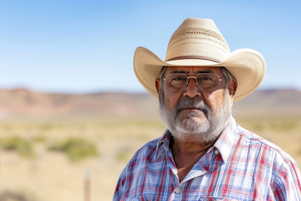 Senior indian american man desert adult hat.
