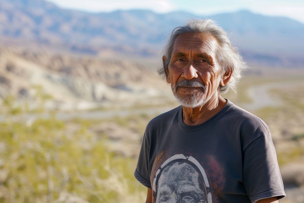Senior indian american man portrait t-shirt adult.