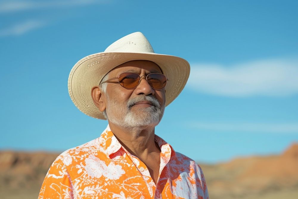 Senior indian american man glasses desert adult.