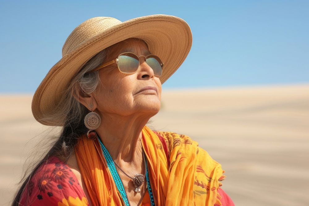 Senior indian woman portrait glasses fashion.