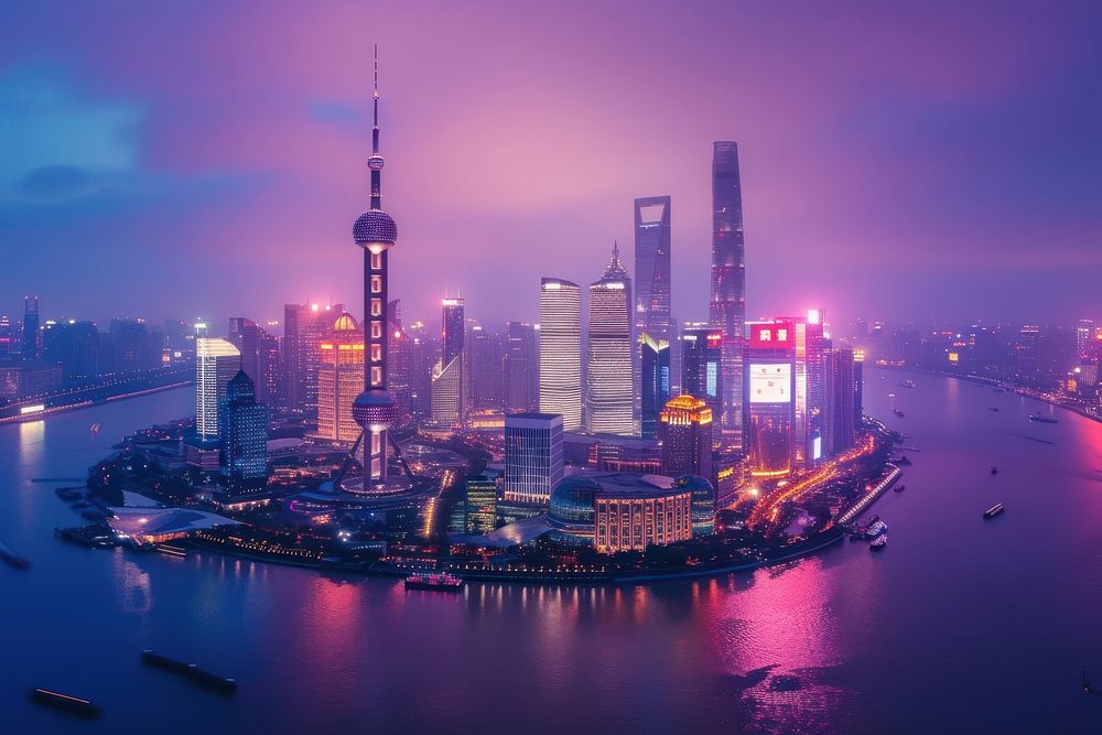 Downtown shanghai skyline architecture cityscape landmark.