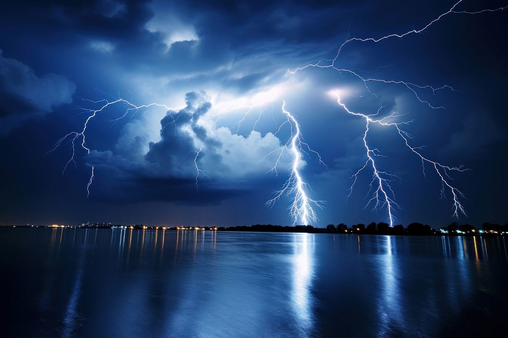 Lightning thunderstorm outdoors nature.