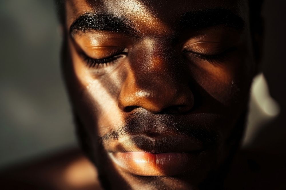 African american man portrait skin contemplation.