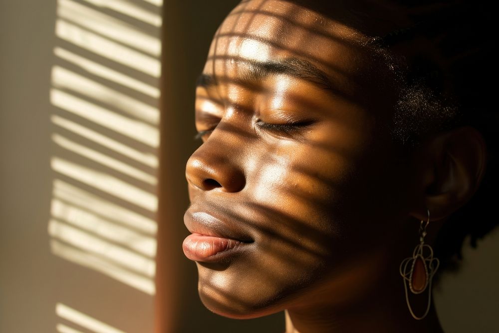 African american woman portrait shadow adult.