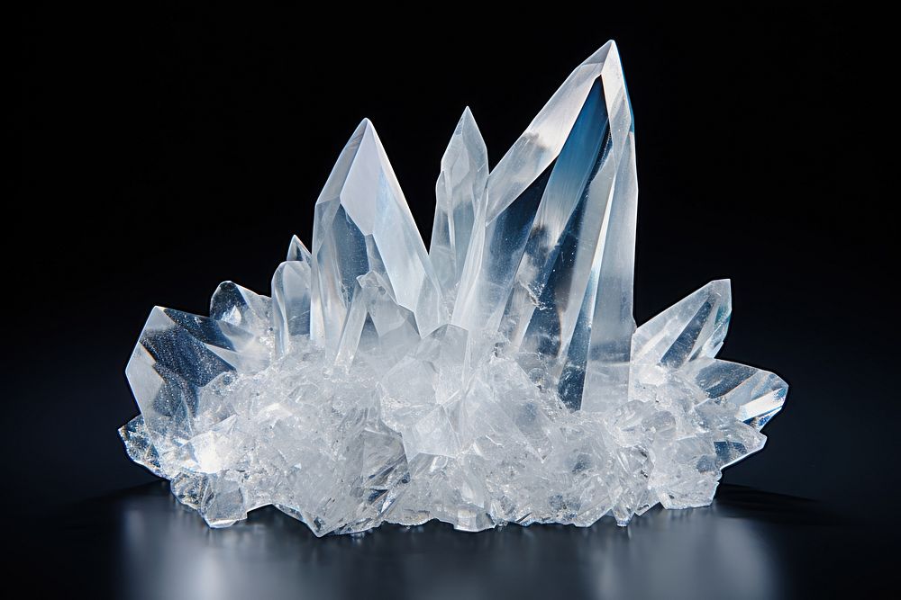 White crystal mineral quartz chandelier.