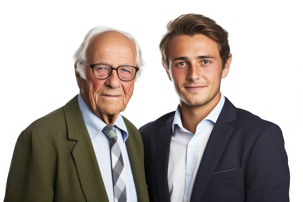 A grandfather and a father portrait glasses adult.