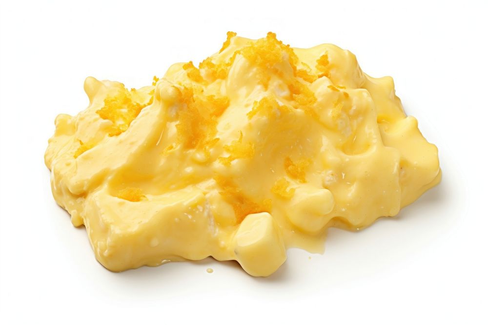 A scrambled egg food white background scrambled eggs.