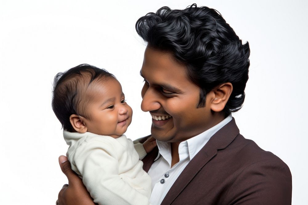 Indian father and a baby portrait adult photo.