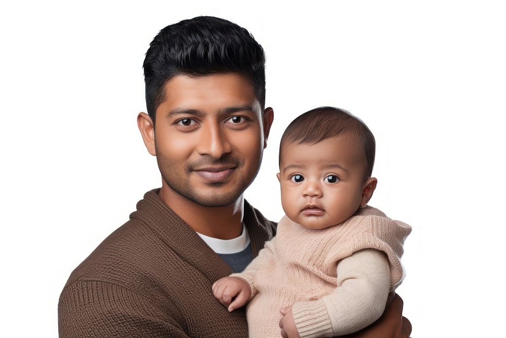Indian father and a baby portrait adult photo.