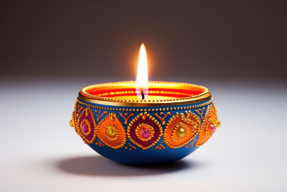 Diwali candle illuminated celebration decoration.