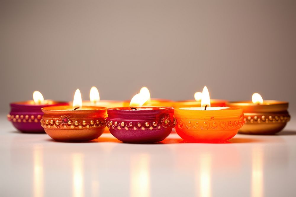 Diwali candles illuminated celebration decoration.