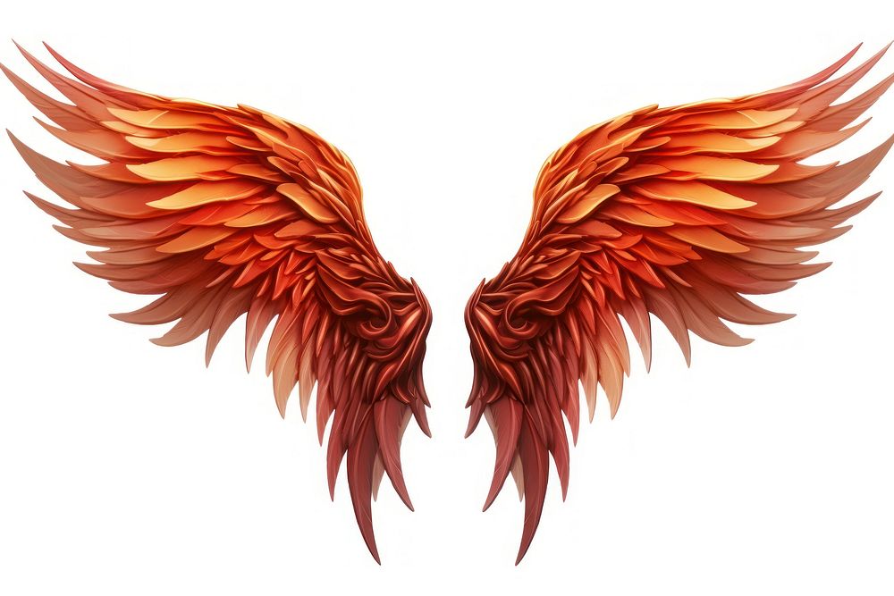 Phoenix wings white background creativity feather.