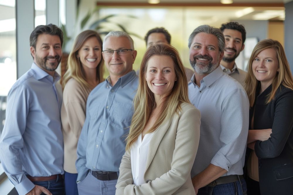 Cheerful team group of business portrait adult togetherness.