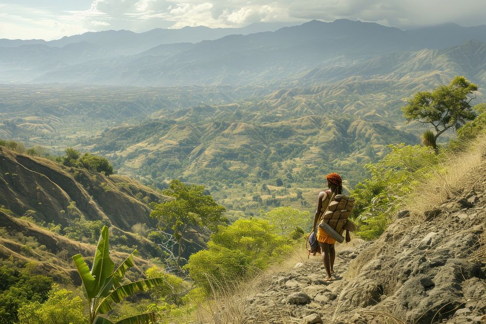 East Timor woman hiking wilderness adventure.