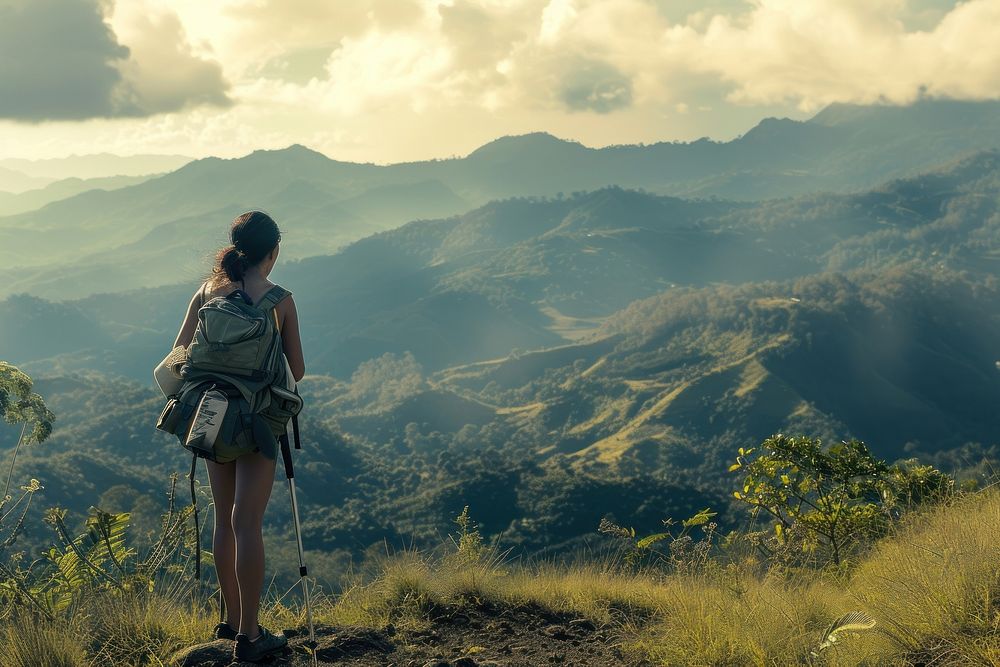 East Timor woman hiking backpacking adventure.