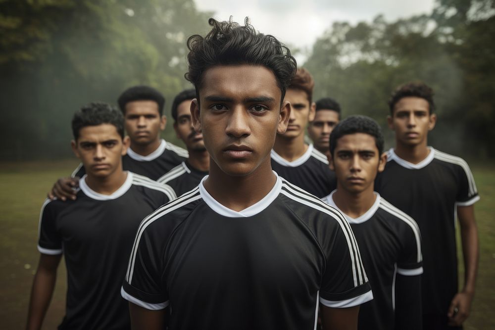 South asian young mans portrait football adult.