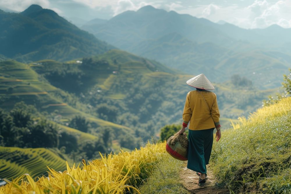 Vietnam Philippines woman mountain outdoors walking.