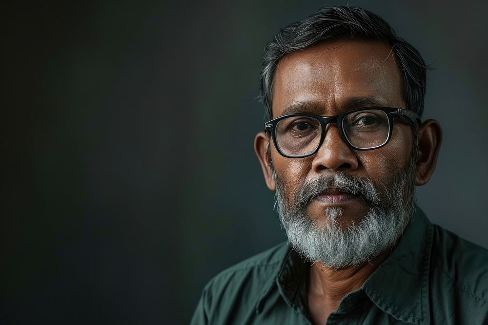 Bangladeshi Middle Age photography portrait glasses.
