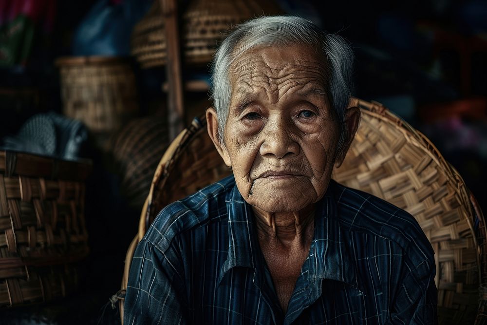 Laos Middle Age adult contemplation retirement.