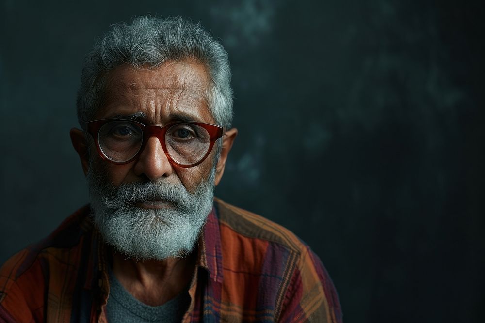 Pakistani Middle Age photography portrait glasses.