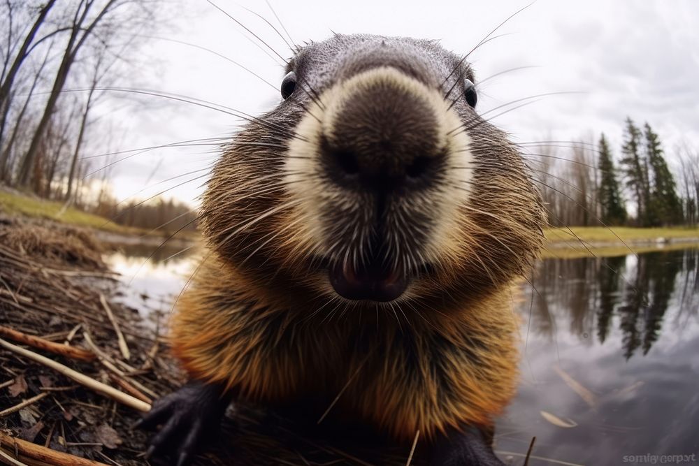 Selfie beaver wildlife animal mammal.