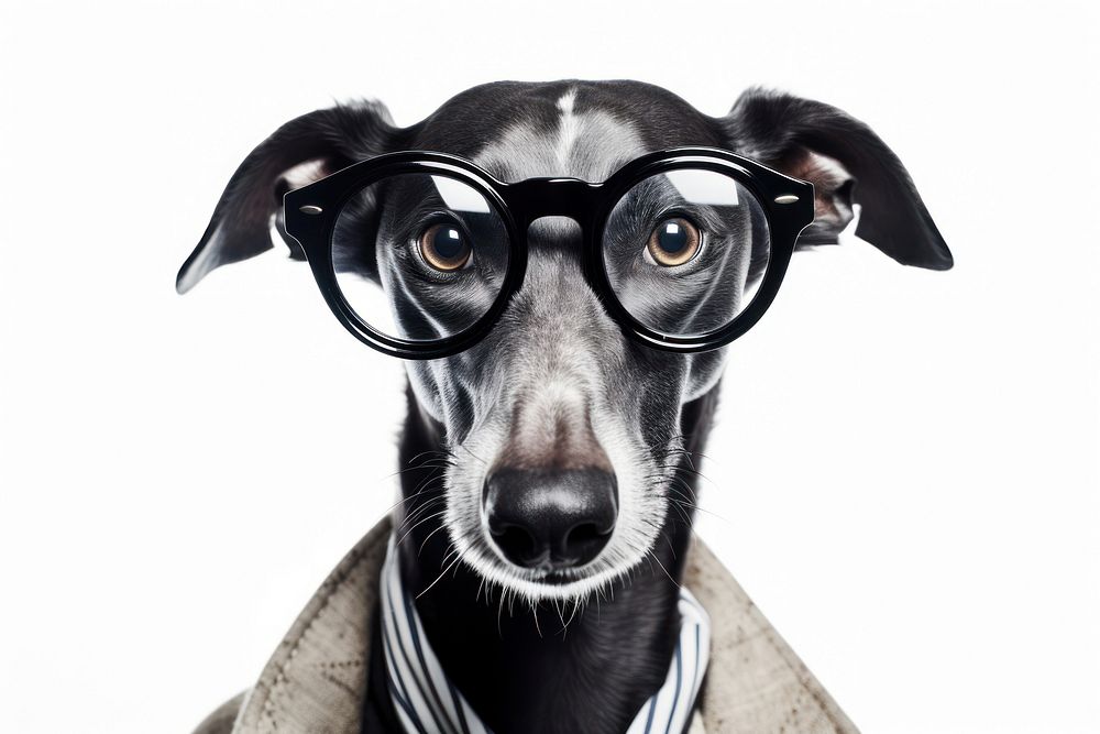 Selfie greyhound portrait glasses mammal.
