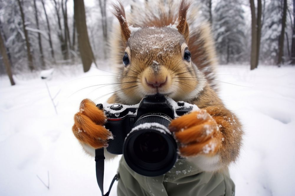 Selfie squirrel portrait outdoors nature.