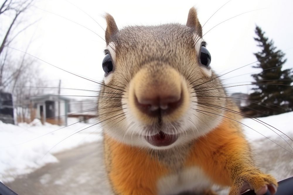 Selfie squirrel animal mammal rodent.