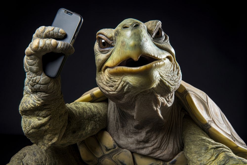 Selfie tortoise reptile animal representation.