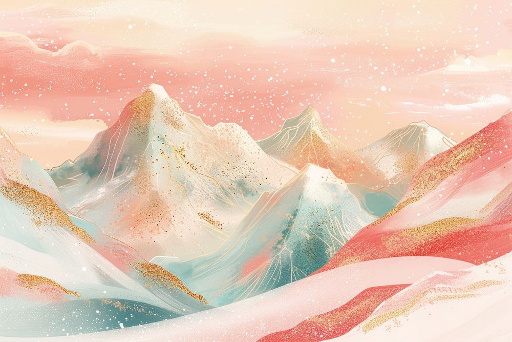 Snowy mountain backgrounds painting nature.