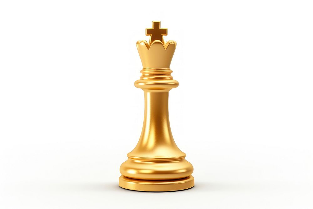 Chess trophy gold game white background.