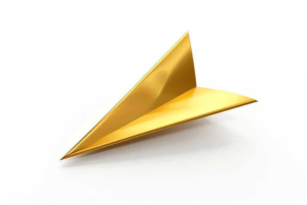 A paper aeroplane gold white background simplicity.