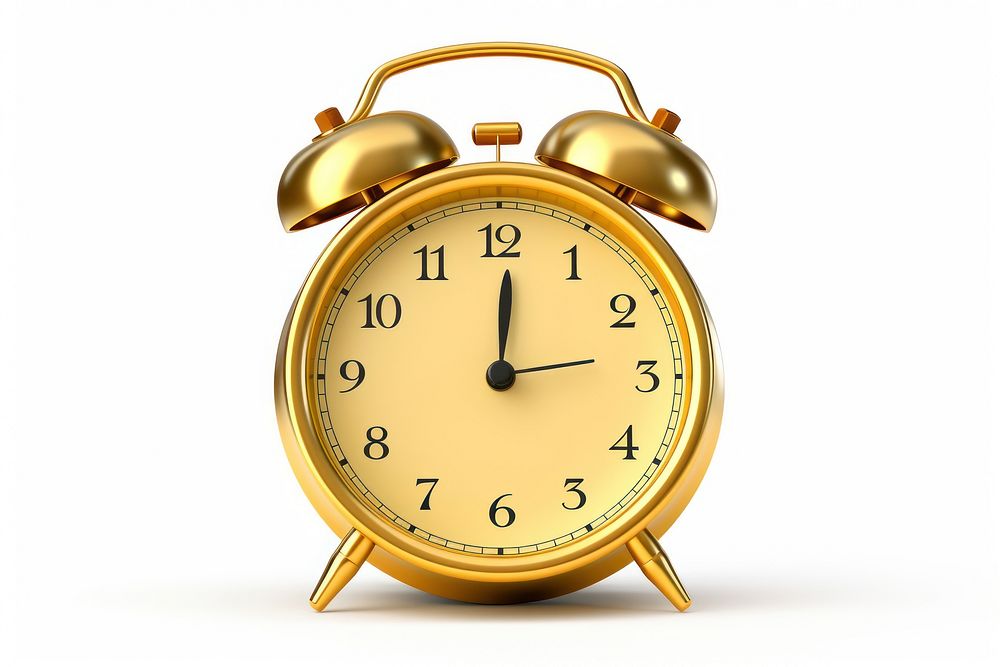 Alarm clock icon gold white background accessories.
