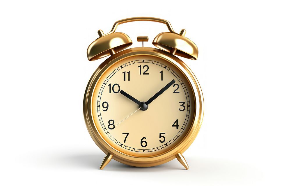 Alarm clock icon gold white background accessories.