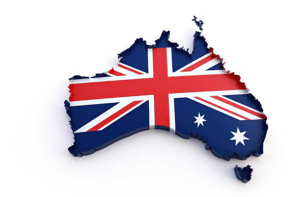 Australia map flag white background independence.