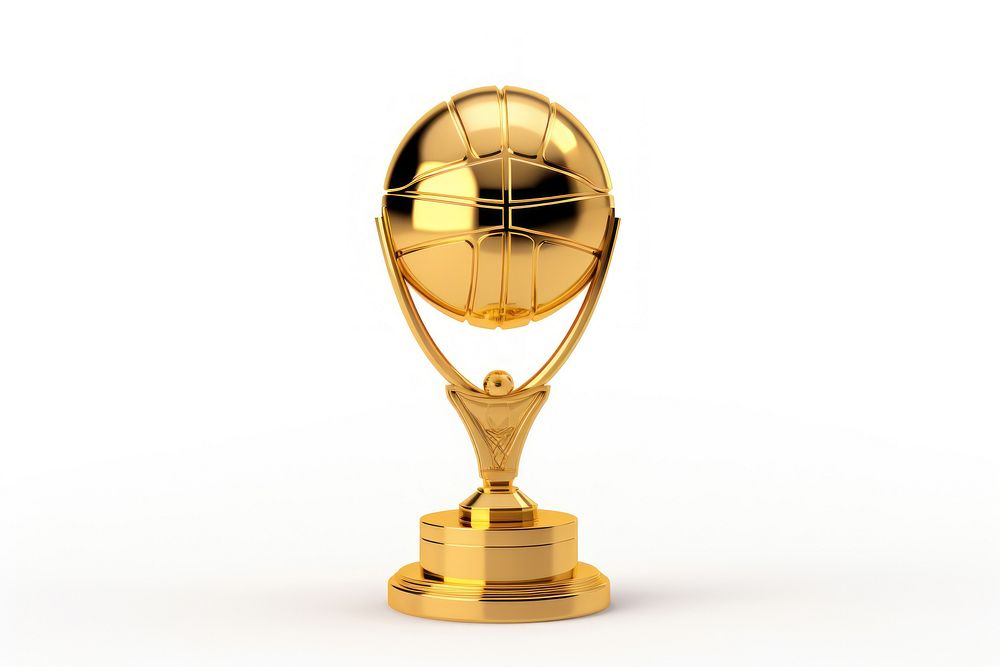Basketball trophy gold white background achievement.