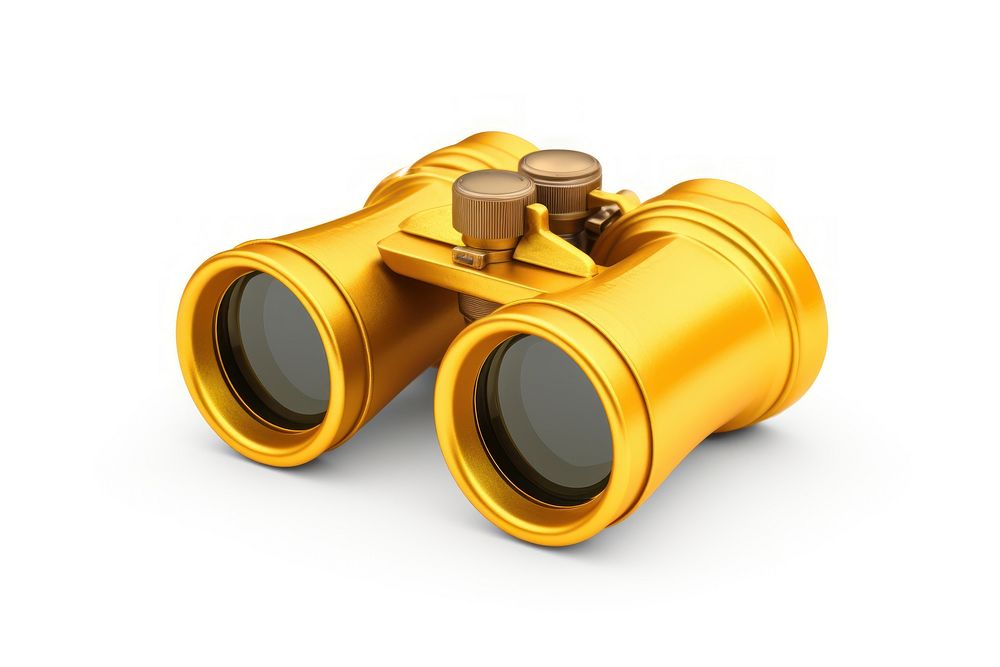 Binoculars gold white background technology.