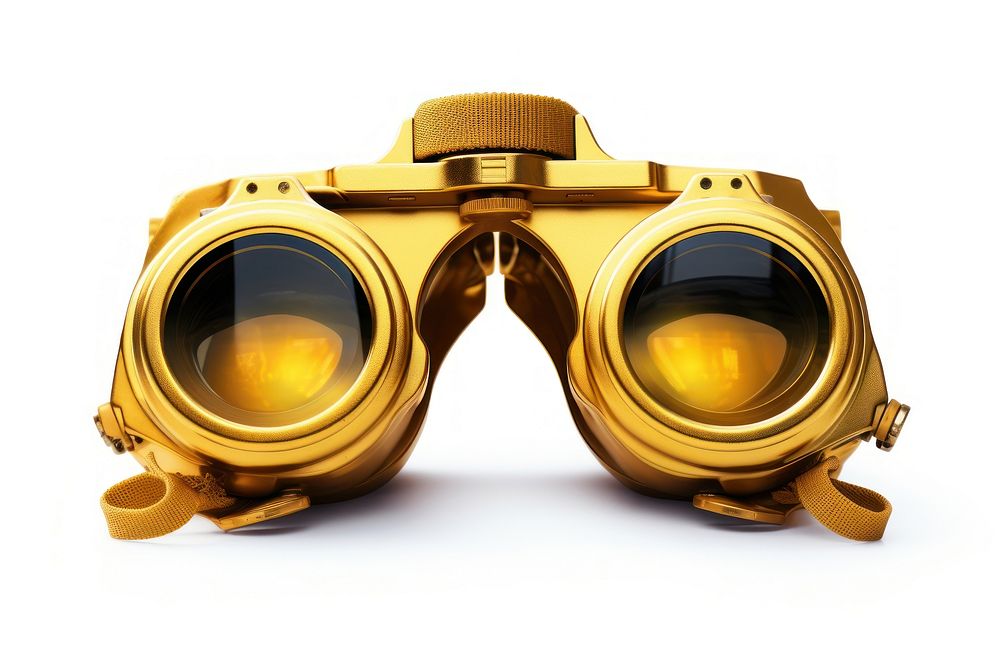 Binoculars gold white background surveillance.