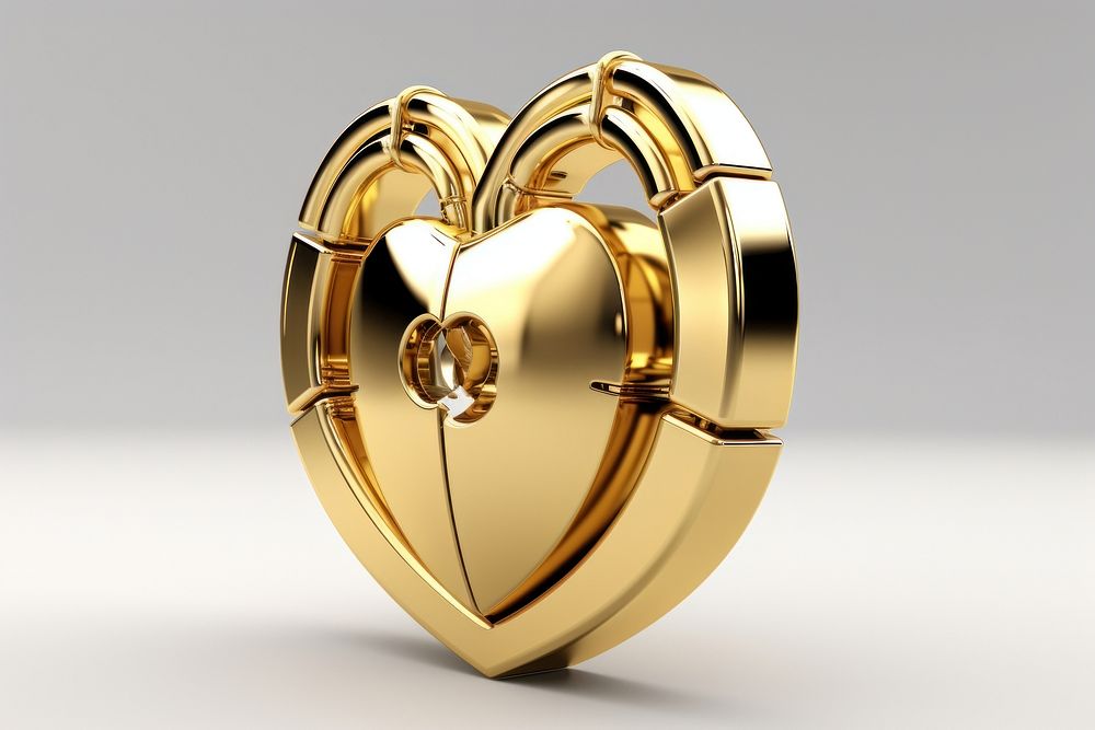 Broken heart lock gold jewelry pendant.
