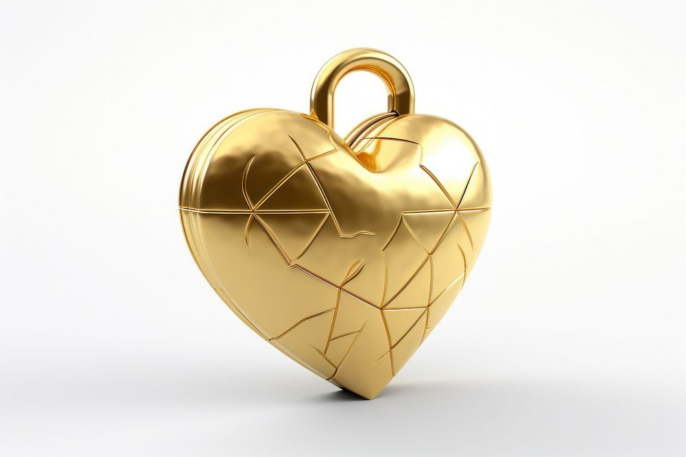 Broken heart lock gold jewelry pendant.