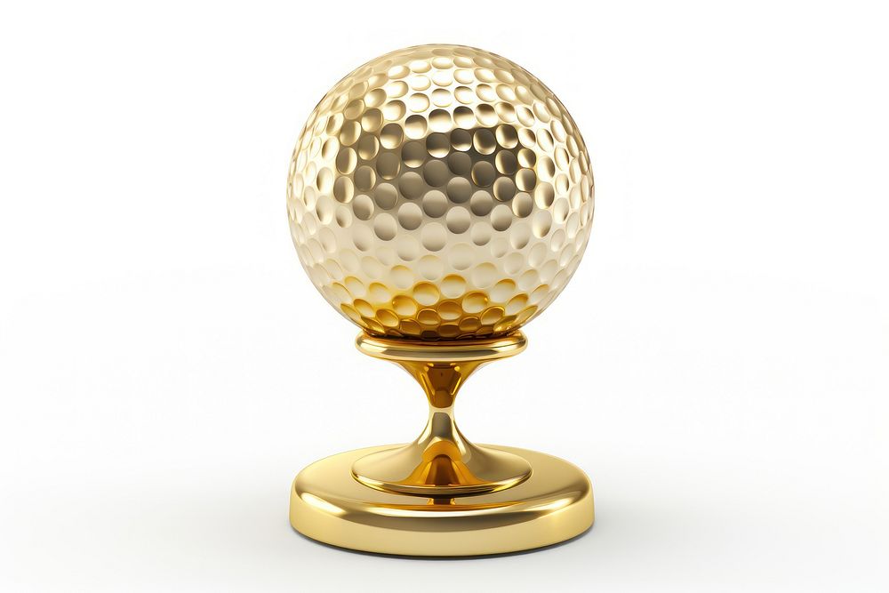 Golf trophy shiny ball gold.