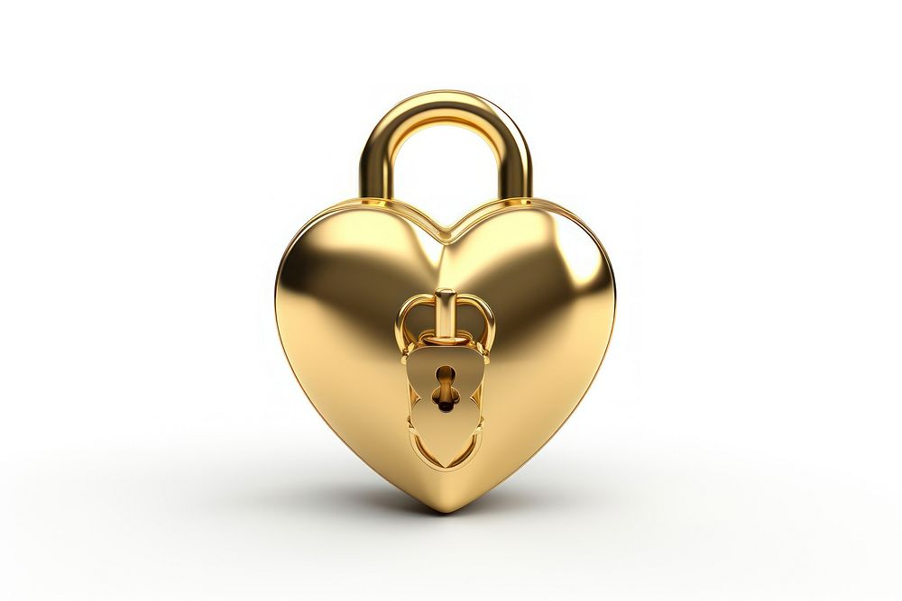 Heart lock with key gold jewelry pendant.