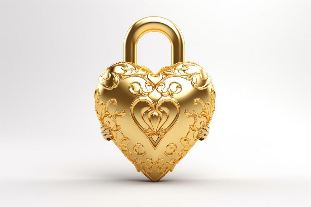 Heart lock gold jewelry pendant.